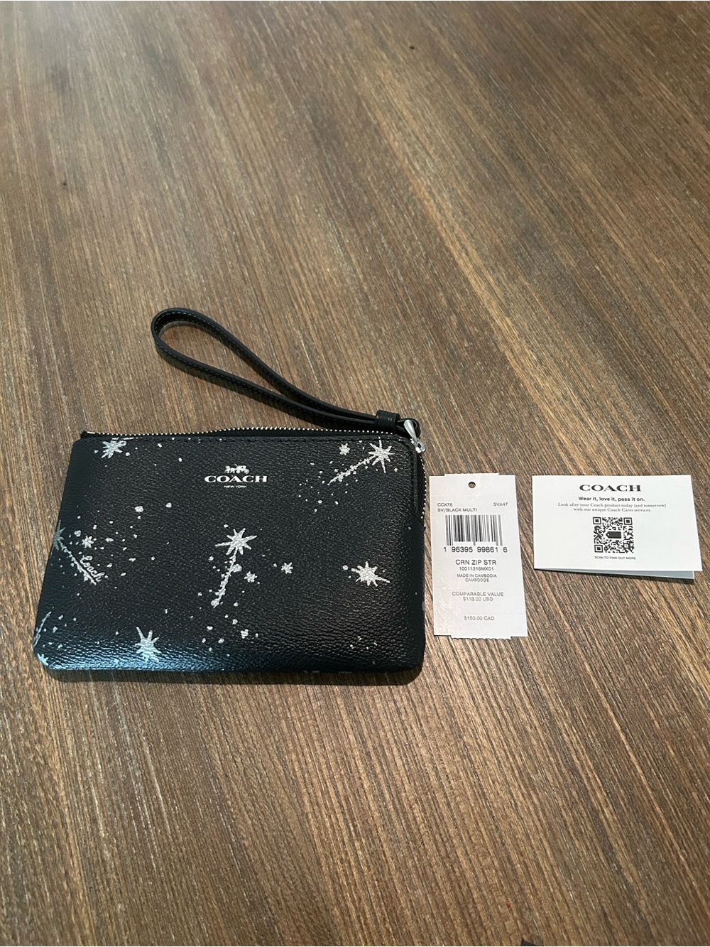 Coach Black Star-Print Wristlet